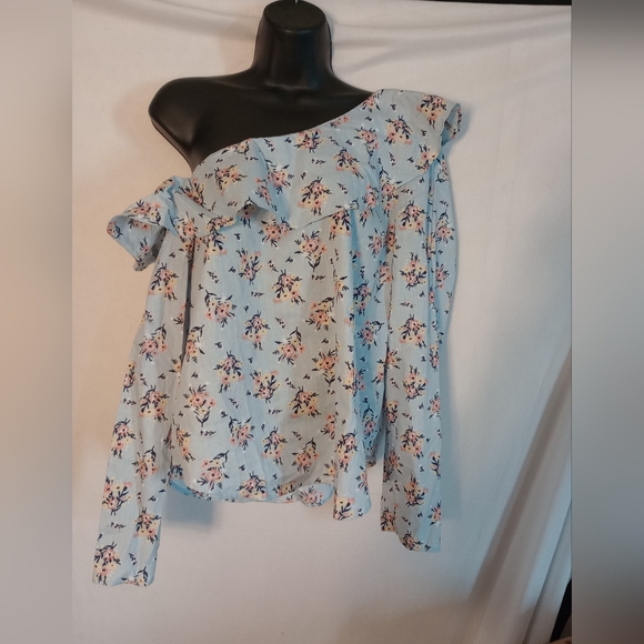 No Comment NWT Women's Large One Shoulder Floral Blouse - Picture 1 of 8